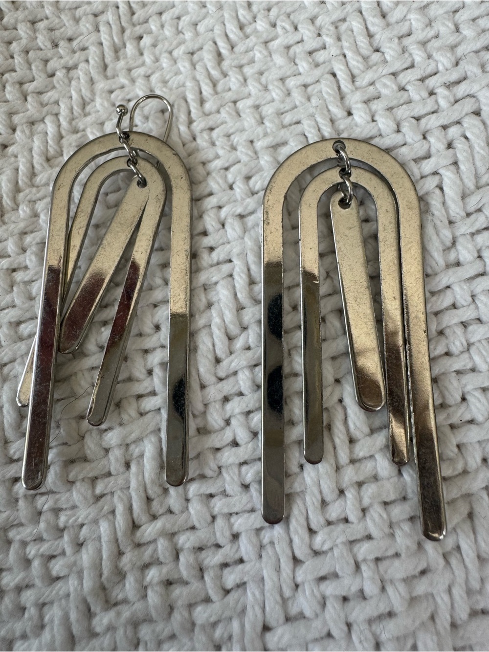 Modern Geometric Silver-Tone Dangle Earrings